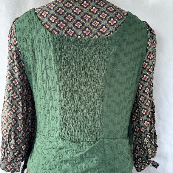 Green and Black Tiered Bustier Sundress with Cuffed Sleeves - Picture 10 of 16